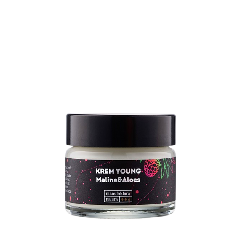 manufaktura-natura-young krem nawilżający-malina-aloes-15-ml