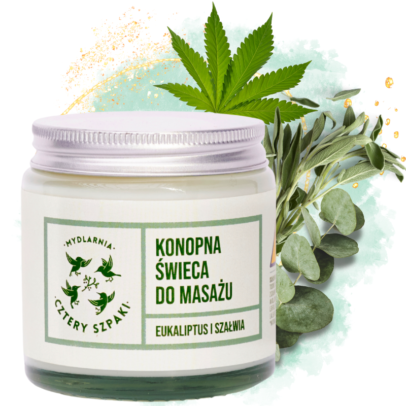 4-szpaki-konopna-swieca-do-masazu-120-ml-eukaliptus-szalwia-recznie-robiona-weganska-naturalna-z-olejem-konopnym-biodegradowalna