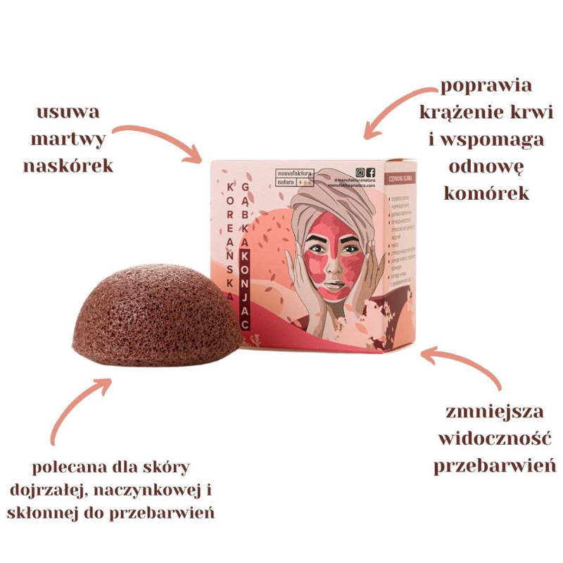 manufaktura-natura-gabka-konjac-z-glinka-czerwona-do-kazdego-typu-cery-tradzik-lojotok-biodegradowalna-weganska-oczyszcza-twarz-reguluje-sebum
