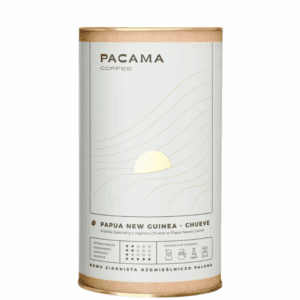 Kawa ziarnista specialty Papua New Guinea Chuave 200g puszka Pacama Coffee na białym tle