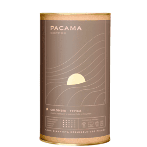 kawa ziarnista Colombia Typica 200g Pacama Coffee w metalowej puszce na białym tle