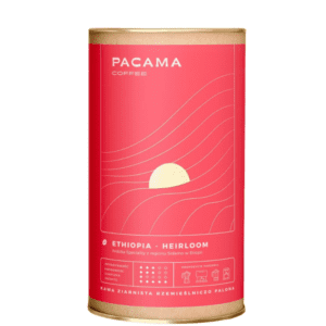 kawa ziarnista Ethiopia Heirloom 200 g puszka Pacama Coffee na białym tle