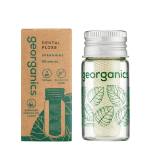 georganics-nic-dentystyczna-z-bionylonu-zielona-mieta-50-m-ekologiczna-weganska-odswiezajaca-higiena-jamy-ustnej-szklany-dozownik-przyjazna-srodowisku