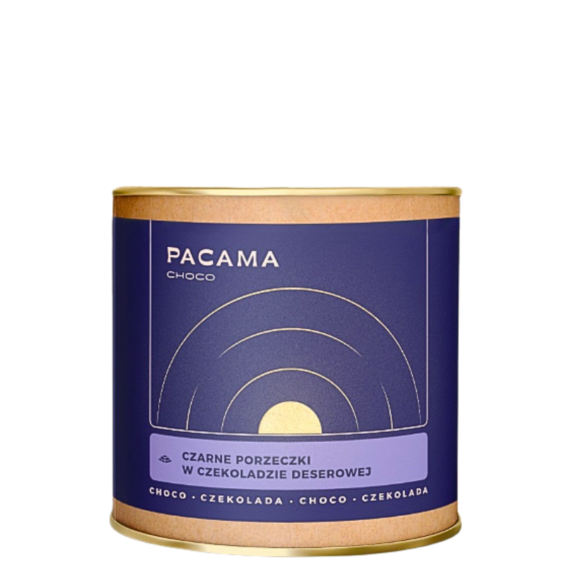 czarne porzeczki w czekoladzie deserowej pacama choco puszka 150g