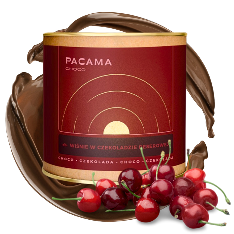 wiśnie w czekoladzie deserowej pacama choco puszka i świeże owoce