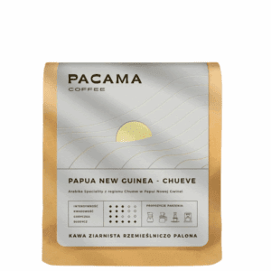 Kawa ziarnista specialty Papua New Guinea Chuave 250g Pacama Coffee na białym tle
