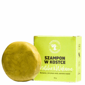 Szampon w kostce Matcha & Wakame Bursztynnik – wegański, bez plastiku, do włosów normalnych i przetłuszczających się