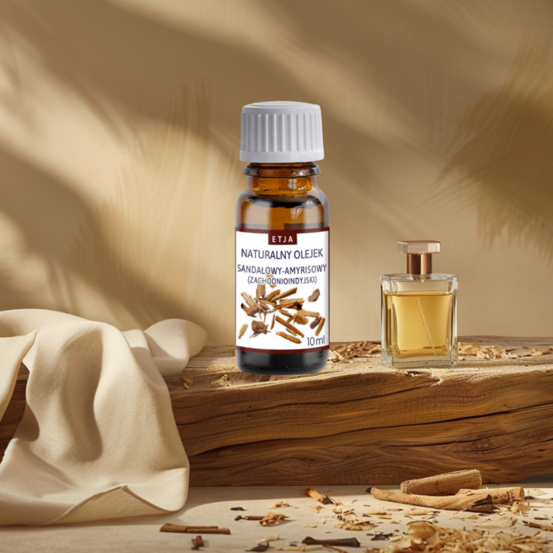 naturalny olejek eteryczny sandałowy amyrisowy Etja 10 ml do kominka, dyfuzora i pielęgnacji skóry