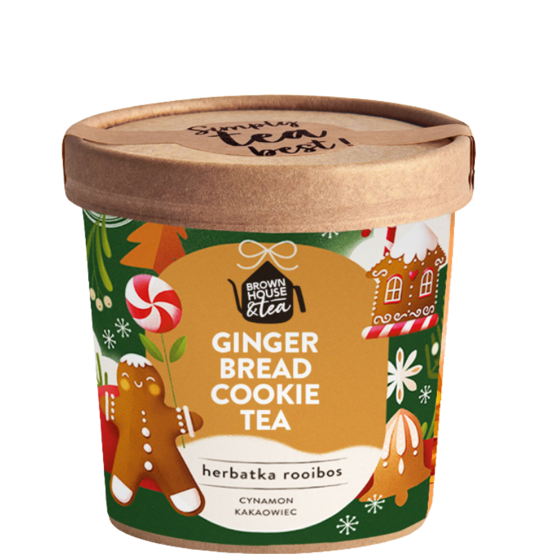 herbatka rooibos Gingerbread Cookie Tea Brown House & Tea 50 g w opakowaniu świątecznym